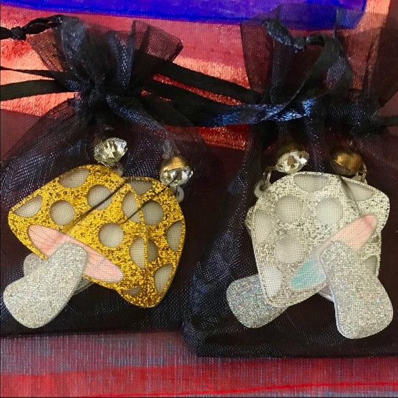 Silver Amanita Mushroom Earrings - Picture 4 of 7